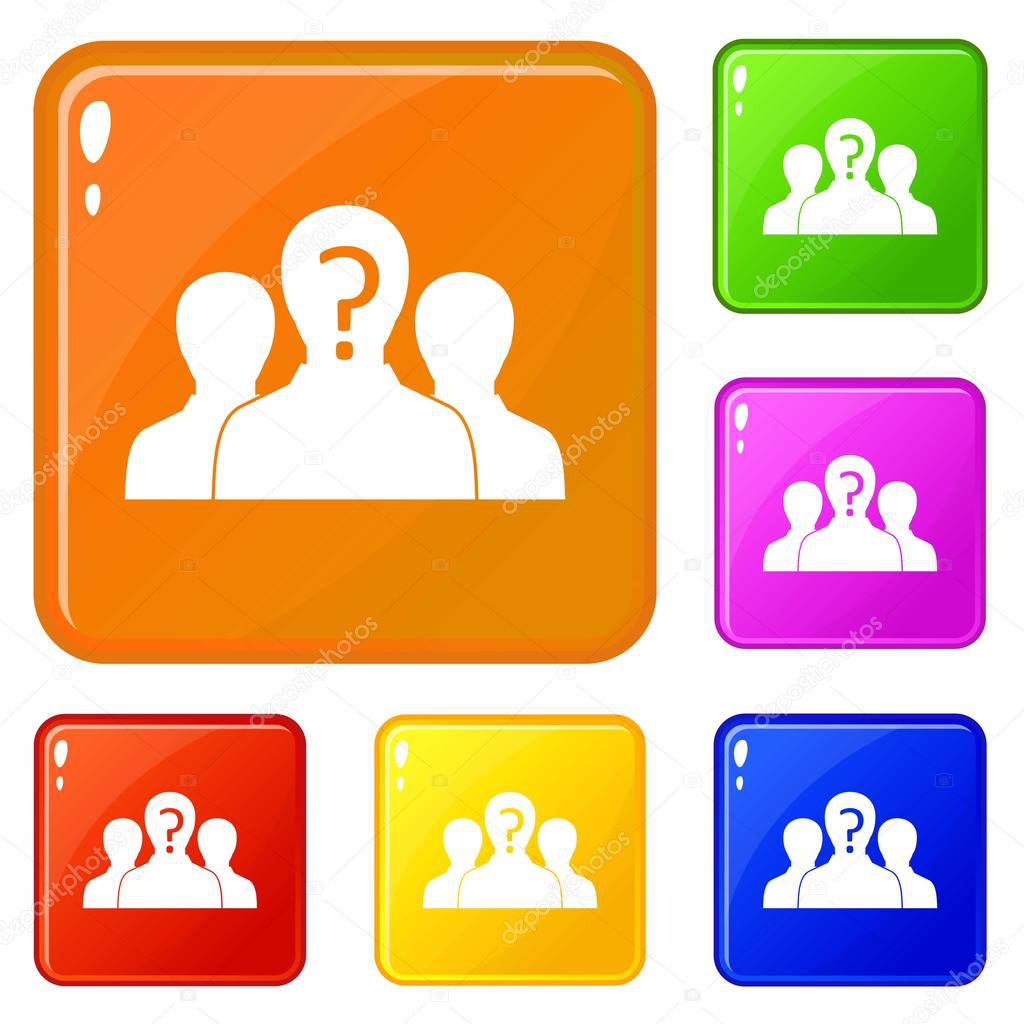 Group of people with unknown personality icons set vector color