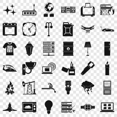 Elektrik sinyal Icons set, basit tarzı