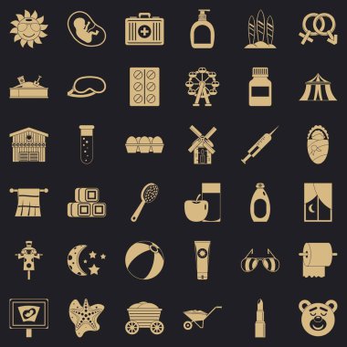 Banyo Icons set, basit tarzı