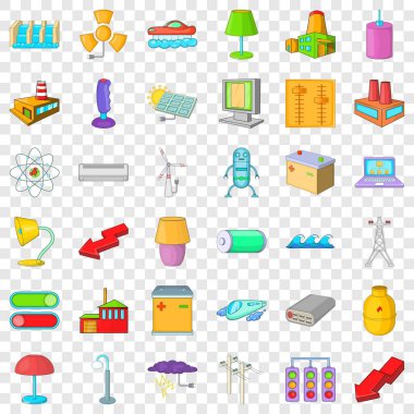 Elektrik lambası Icons set, karikatür tarzı