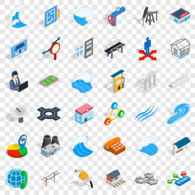 Elektrik boru Icons set, izometrik stili