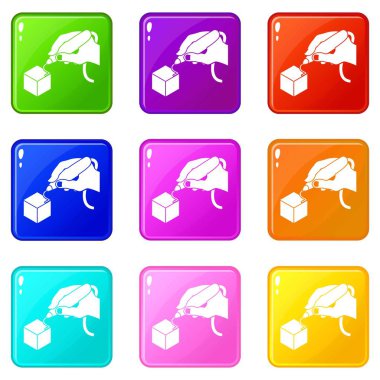 D el yazdırma simgeleri seti 9 renk koleksiyonu