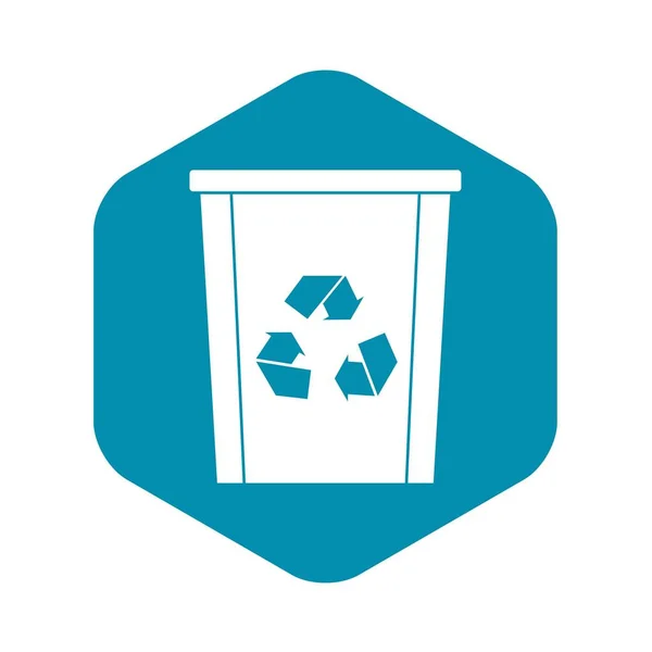 Papierkorb mit Recycling-Symbol, einfacher Stil — Stockvektor
