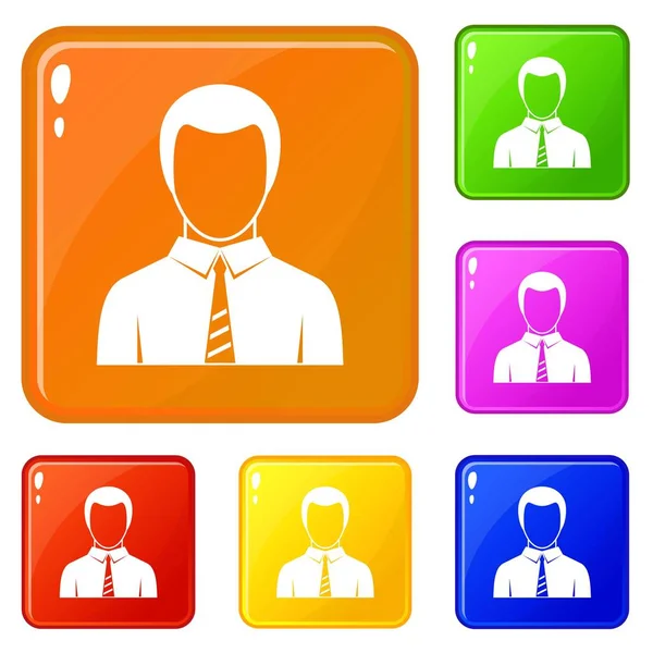 Businessman icons set vector color — Stock Vector