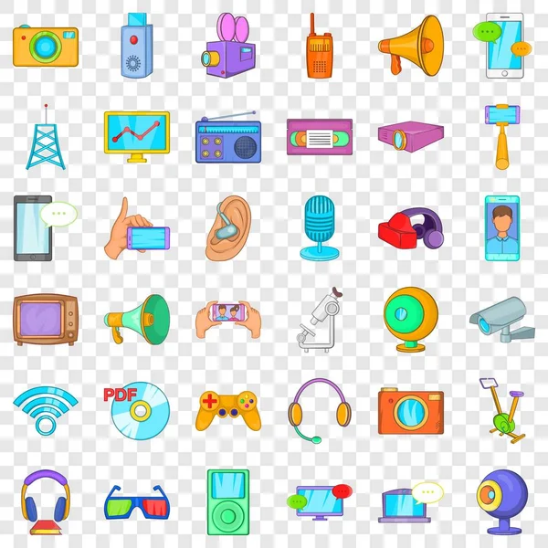 Buen conjunto de iconos de dispositivo, estilo de dibujos animados — Vector de stock