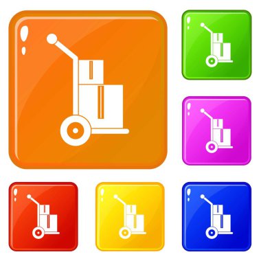 Kutu simgeleri vektör rengini ayarlı kamyon