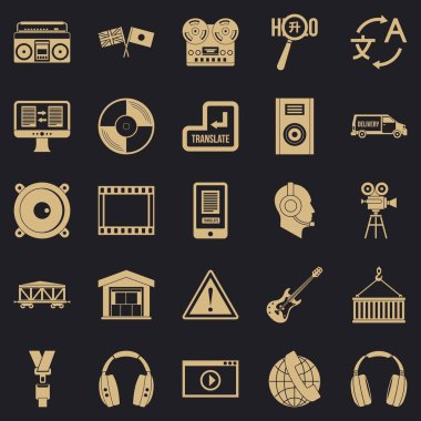 Kulaklık Icons set, basit tarzı