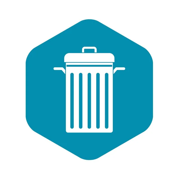 Icône poubelle en métal, style simple — Image vectorielle