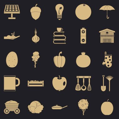 Az yağlı yemek Icons set, basit tarzı