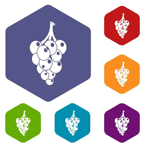 Ícones de uva vetor hexaedro — Vetor de Stock