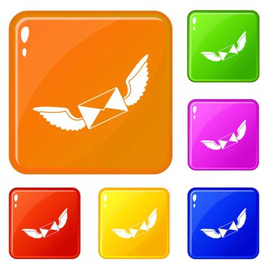 Aşk mektubu simgeleri vektör renk ayarlamak