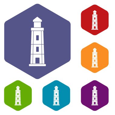 Deniz feneri simgeleri vektör hexahedron