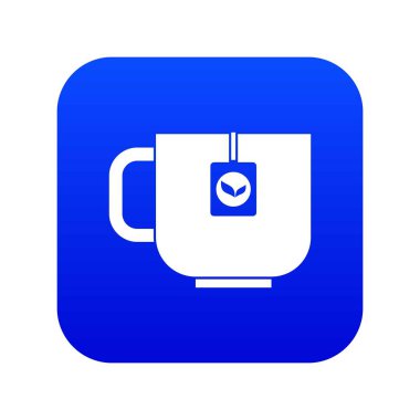 Fincan çay simgesi dijital mavi