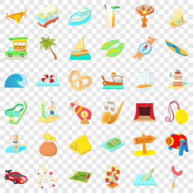 Seyahat zaman Icons set, karikatür tarzı