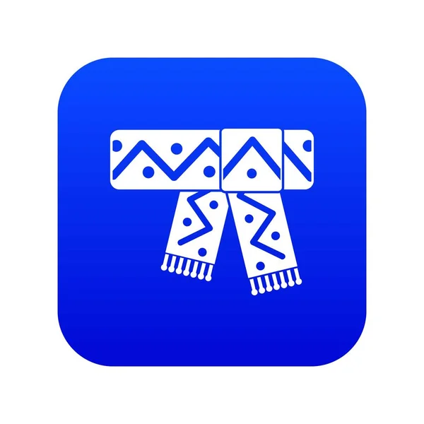 Bufanda de punto con patrón icono azul digital — Archivo Imágenes Vectoriales