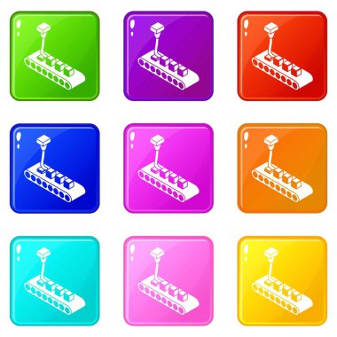 Küp d baskı simgeleri seti 9 renk koleksiyonu