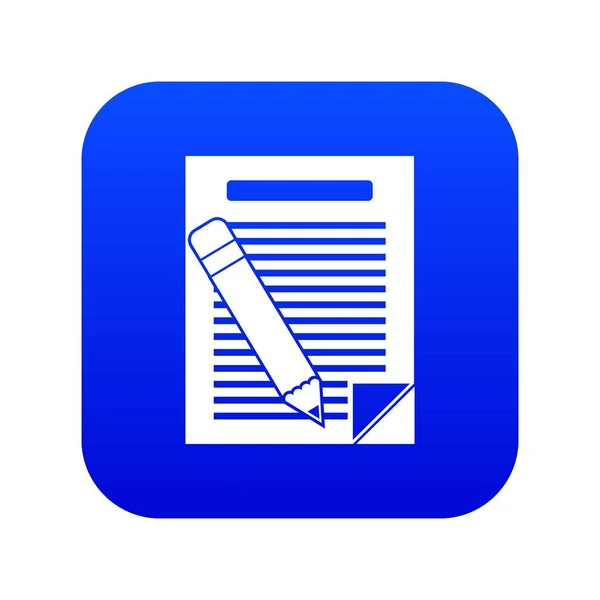 Paper and pencil icon digital blue — Stock Vector