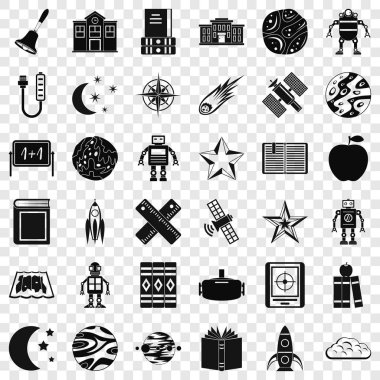 Astronomi keşif Icons set, basit tarzı