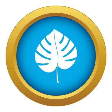 Leaf of monstera simgesi mavi vektör izole