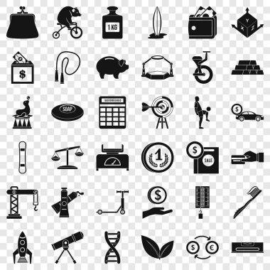 Para denge Icons set, basit tarzı