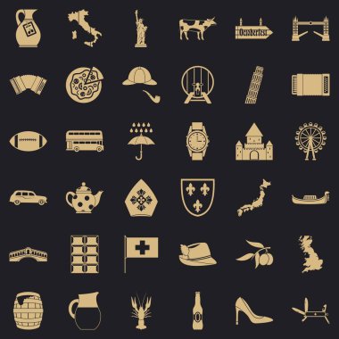 Turist Icons set, basit tarzı