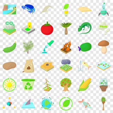 Doğa biyoloji Icons set, karikatür tarzı