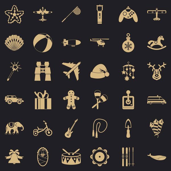 Toy icons set, simple style