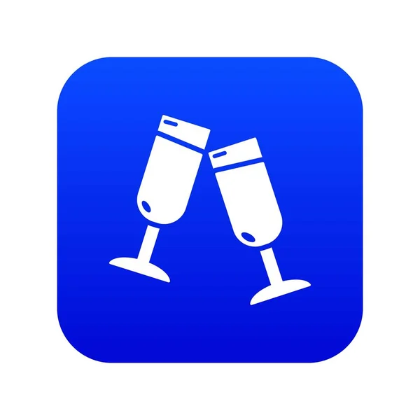 Glas champagne ikon blå vektor — Stock vektor