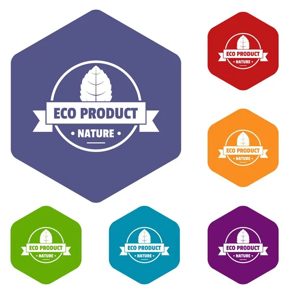 Eco mercado iconos vector hexaedro — Vector de stock