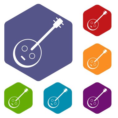 Afrika gitar simgeleri vektör hexahedron