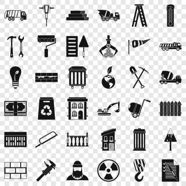 Bina tuğla Icons set, basit tarzı