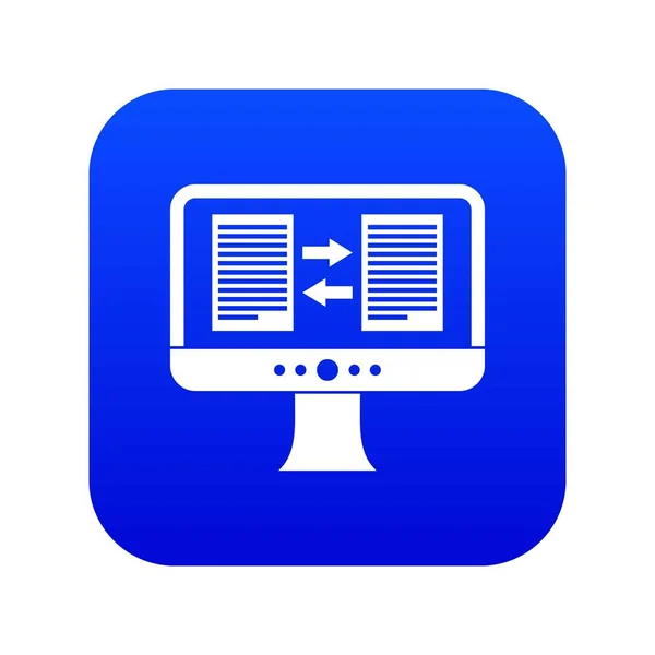 Aplicación traductor en la pantalla del icono de la computadora azul digital — Vector de stock