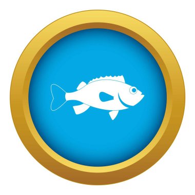 Levrek balık simgesi mavi vektör izole