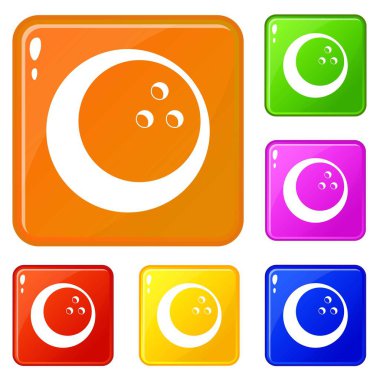 Mermer bowling topu simgeleri vektör renk seti