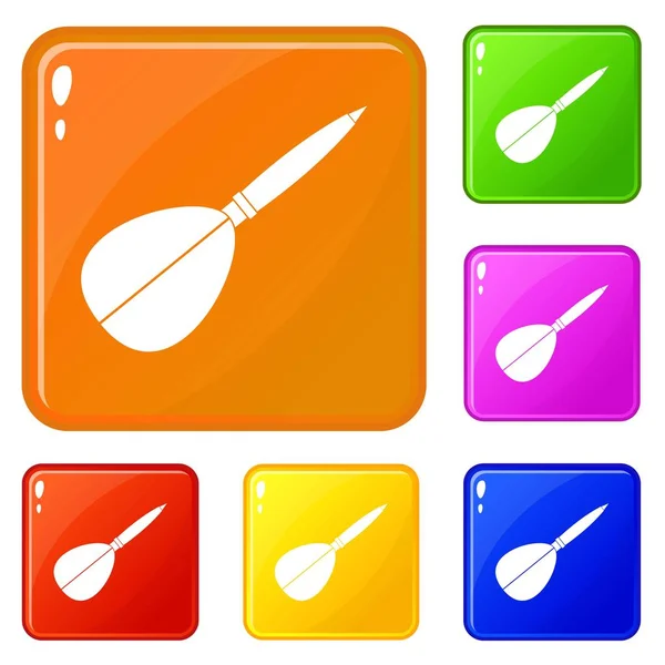 Flecha para jugar dardos iconos de color vectorial conjunto — Archivo Imágenes Vectoriales