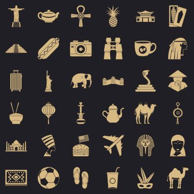 Seyahat Icons set, basit tarzı