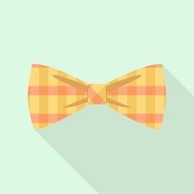 Çizgili sarı papyon simgesi, düz stil