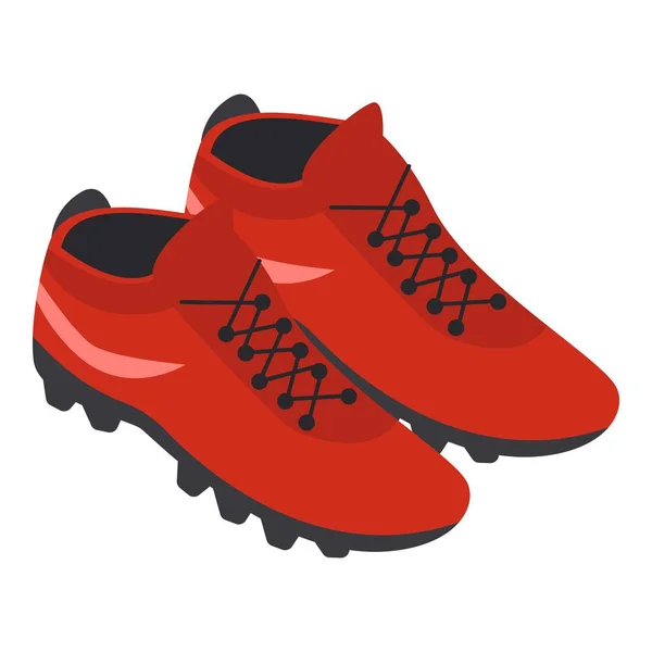 Icône chaussures rouge football, style isométrique — Image vectorielle