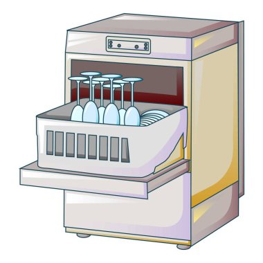 Bulaşık makinesi simgesi, karikatür tarzı