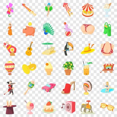 Büyük karnaval Icons set, karikatür tarzı