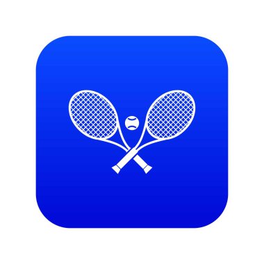 Çapraz tenis raketleri ve top simgesi dijital mavi