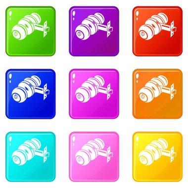 Kapı kolu simgeleri seti 9 renk koleksiyonu