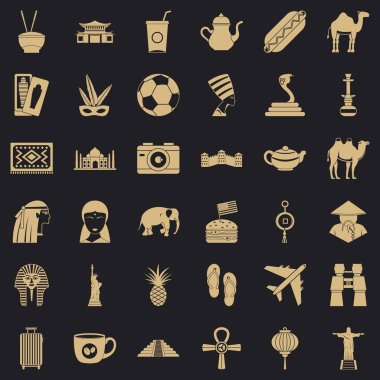 Ülke Icons set, basit tarzı