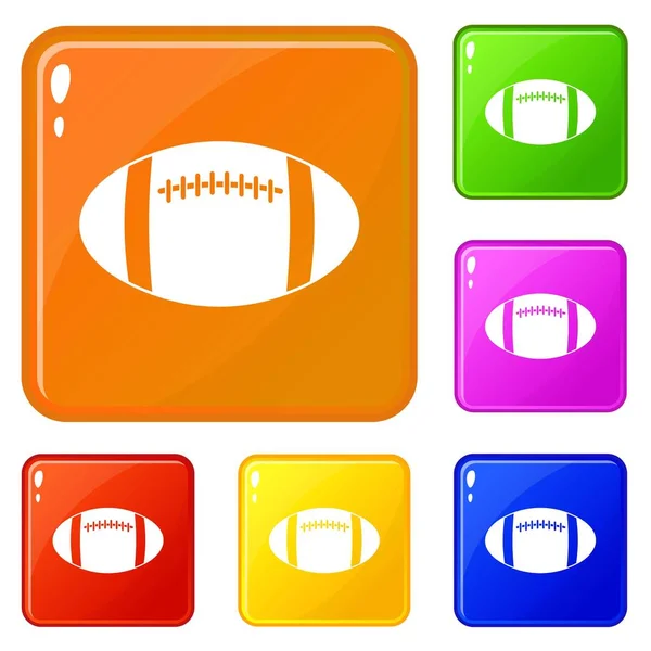 Rugby-Ball-Symbole setzen Vektorfarbe — Stockvektor