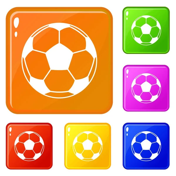 Ícones de futebol ou bola de futebol definir cor vetorial — Vetor de Stock