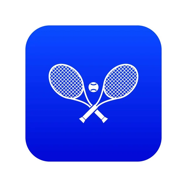 Raquetas de tenis cruzadas e ícono de pelota azul digital — Archivo Imágenes Vectoriales