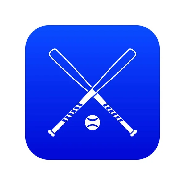 Gekreuzte Baseballschläger und Ball-Ikone digital blue — Stockvektor