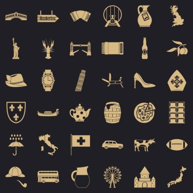 İtalya Icons set, basit tarzı