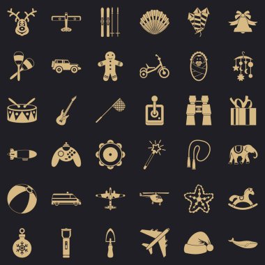 Çocuk Icons set, basit tarzı