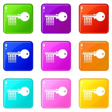 Manyetik tuş simgeleri 9 renk koleksiyonu ayarlayın